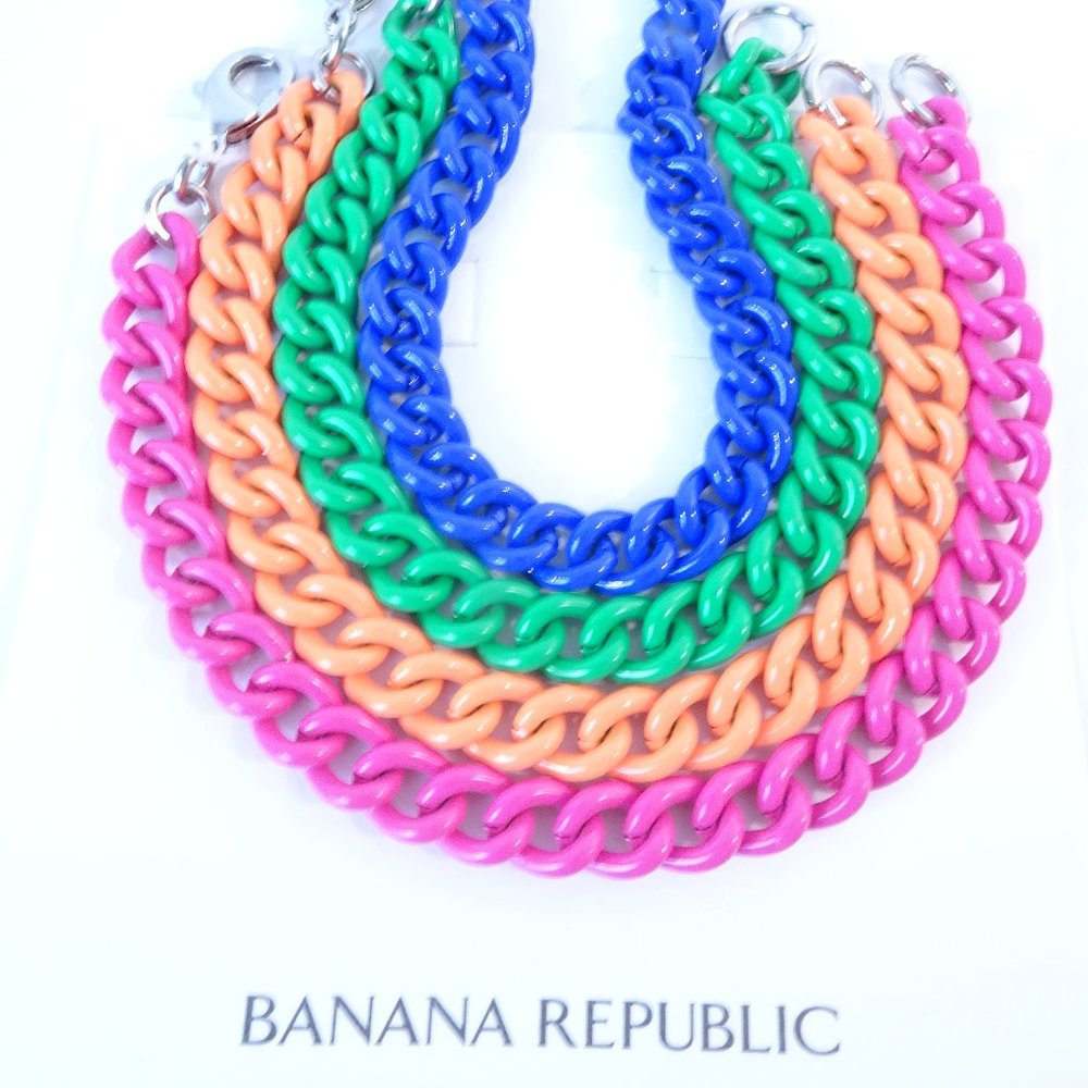 Banana Republic Rainbow Stackable Enamel Link Bracelet Set 4 NWT 39 EA - Picture 8 of 9